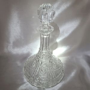 Rare Vintage Cut Crystal Ship Decanter